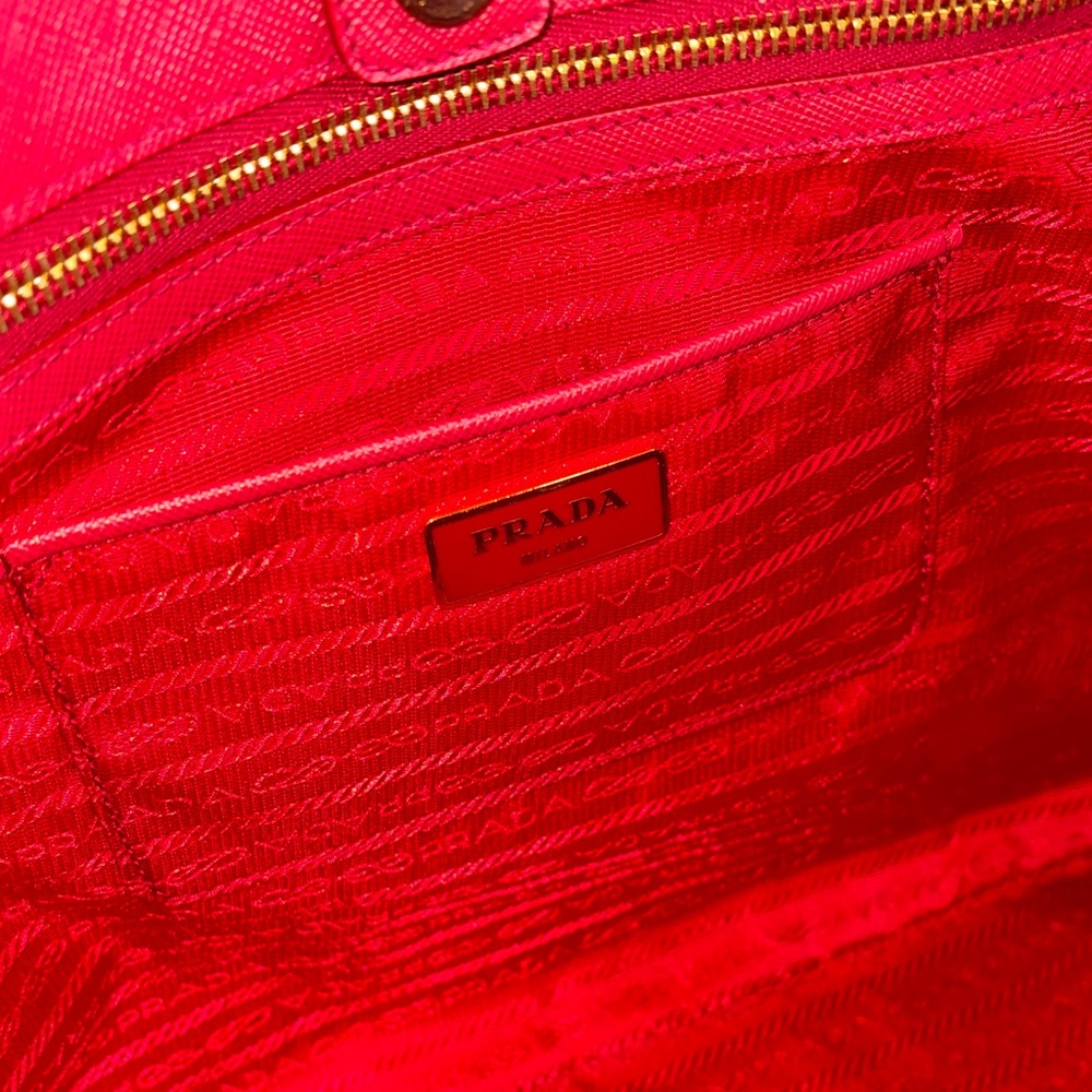 Prada Red Saffiano Lux Leather Tote Bag Authentic Double Handle - Picture 14 of 14